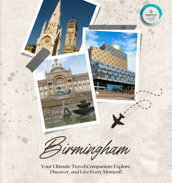 Birmingham’s city skyline showcasing its modern architecture, historic buildings, and the famous canals in the UK.