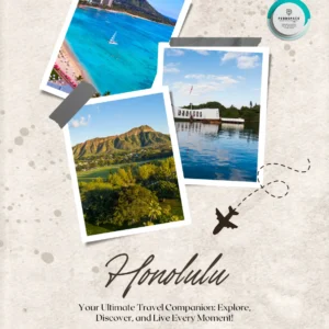 A picturesque shot of Honolulu featuring Waikiki Beach, Diamond Head, and the crystal-clear Hawaiian waters.