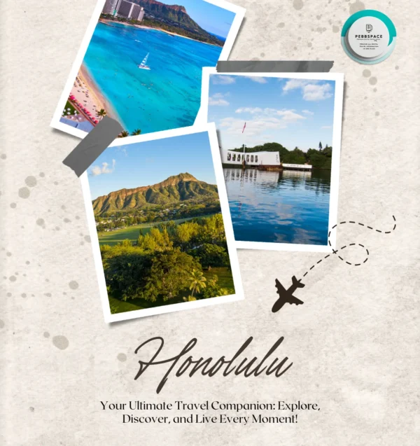 A picturesque shot of Honolulu featuring Waikiki Beach, Diamond Head, and the crystal-clear Hawaiian waters.