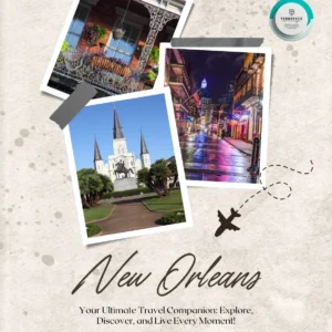 A lively image of New Orleans featuring Bourbon Street, jazz musicians, and the historic French Quarter.