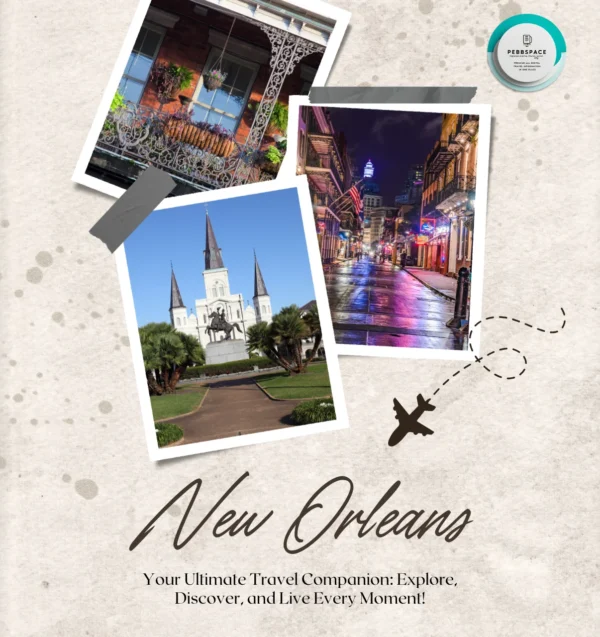 A lively image of New Orleans featuring Bourbon Street, jazz musicians, and the historic French Quarter.