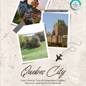 A fairy-tale view of Quebec City featuring Château Frontenac, cobblestone streets, and European-inspired architecture.