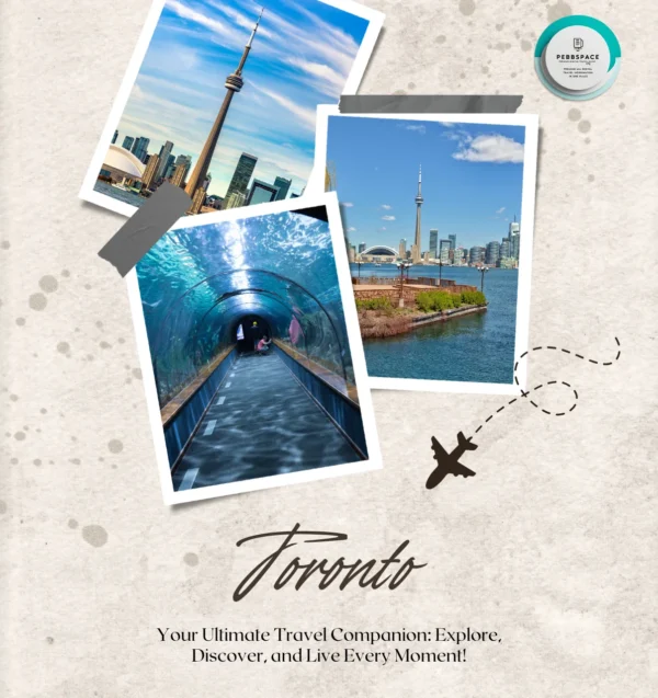 A stunning view of Toronto’s skyline featuring the CN Tower, city streets, and the beautiful waterfront.