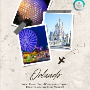 A lively snapshot of Orlando featuring its famous theme parks, city skyline, and scenic lakes.