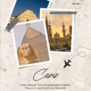 Scenic view of Cairo skyline with the Pyramids of Giza and desert backdrop