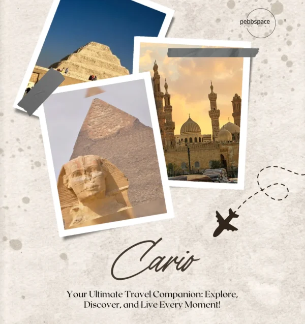 Scenic view of Cairo skyline with the Pyramids of Giza and desert backdrop