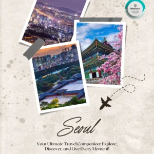 Skyline of Seoul with Namsan Tower, traditional temple rooftops, and city lights