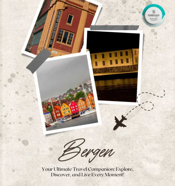 Bryggen Wharf in Bergen with colorful wooden houses and scenic fjord backdrop in Norway.